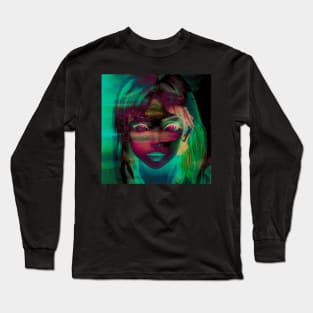 Damage From Above - Glitch Art Portrait Long Sleeve T-Shirt